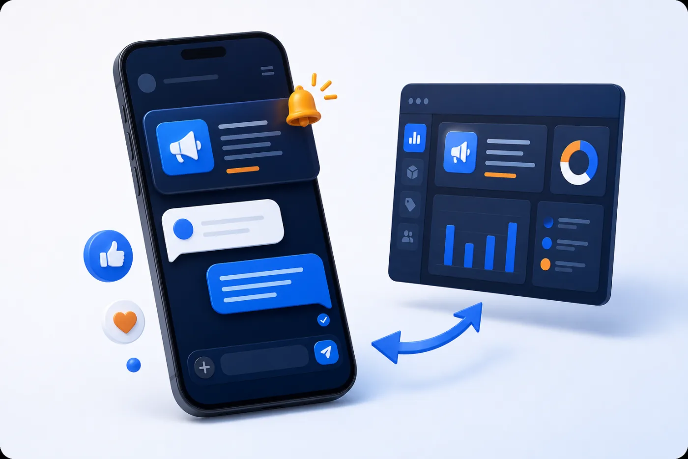 Иллюстрация push-уведомления и сообщения клиента поставщику